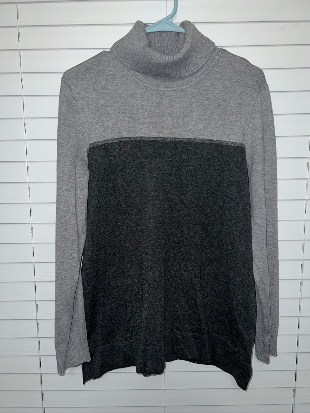 Calvin Klein Two-Tone Gray and Charcoal Turtleneck Sweater